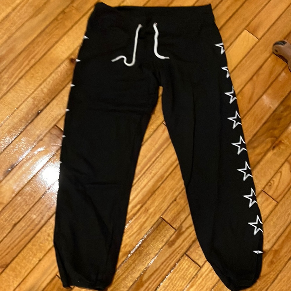 Monrow black joggers with white stars size small